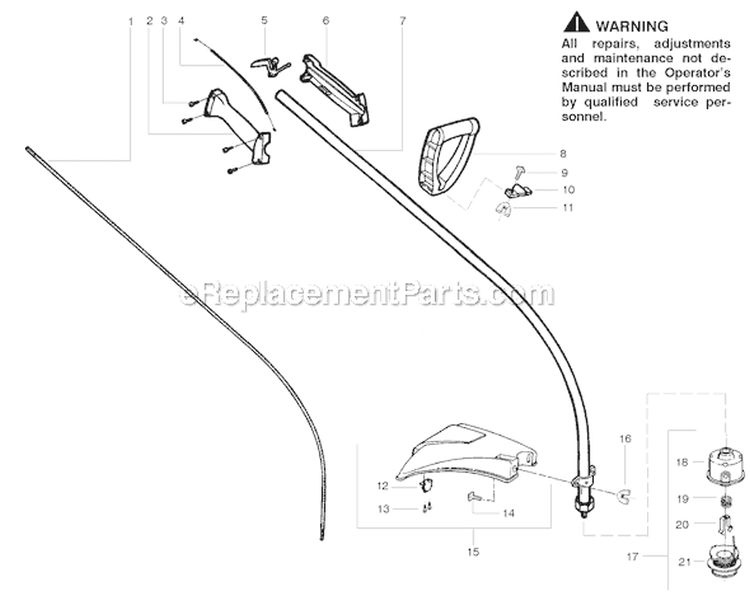 Page C Diagram and Parts List for FEATHERLITE Plus LE Type 2 Weed Eater Trimmer